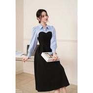 Váy phối cổ đức tay măng sec TIINSTORE VHD1056