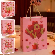 Premium Cardstock Gift Bag with Gold Stamped Hearts, Durable Handbag Handle Design for Easy Carry, V