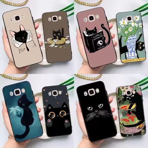 Black Cat Cartoon Cute Case For Samsung Galaxy J3 J5 J7 2017 J1 A3 A5 2016 J4 J6 Plus A6 A8 A7 A9 J8