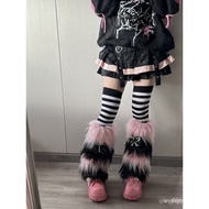 Autumn-Winter Plush Leg Warmer with Imitation Fur - Knee-High Foot Sock