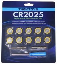 Tabbed CR2025 Batteries 10-pack, 2025 Battery Gameboy Cartridge Battery CR2025 Battery Tabs Solder,