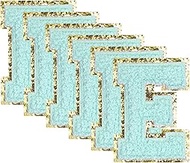 QUARKZMAN Pack of 6 Glitter Letter Patches 8.4 cm / 3.3 Inches Chenille Iron-On Appliques for Clothe