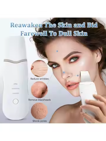 Ultrasonic Skin Scrubber Scrubber Deep Vibrate Facial Cleaner Shovel Face Scrubber Peeling Black Hea