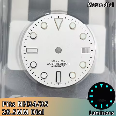 NH35 Dials NH34 Watch Dial 28.5mm NH35 White Dial For NH35 Movement Dial BGW9 Blue Luminous Dial NH3