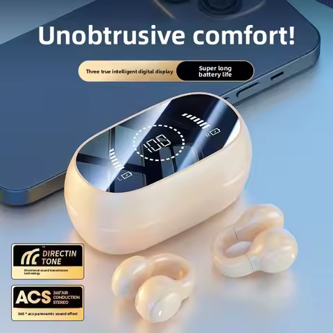X51 Open Ear Clip Bone Conduction Bluetooth 5.3 Headphones Wireless Earbuds with Long Battery Life M