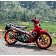 STRIPING ORI SATRIA 2T LIS STICKER STANDAR SUZUKI SATRIA 2 TAK 120 R lumba 2003 2004 merah silver