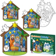CY2SIDE Christmas Nativity Coloring Craft - 36PCS Color Your Own Xmas Nativity 3D House Gift Make Yo