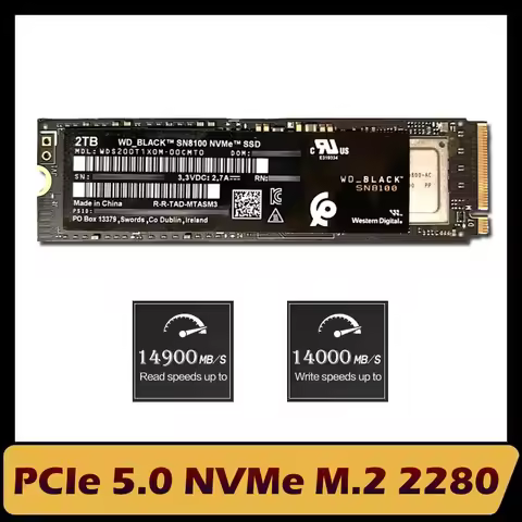 Western Digital PCIe Gen 5.0 SN8100 1TB 2TB 4TB SSD NVMe Read 14900MBs M.2 2280 Solid State Drive Fo