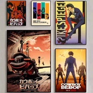 Cowboy Bebop Anime Canvas Wall Art Set, Spike Spiegel & Crew Manga Artwork for Bedroom Decor
