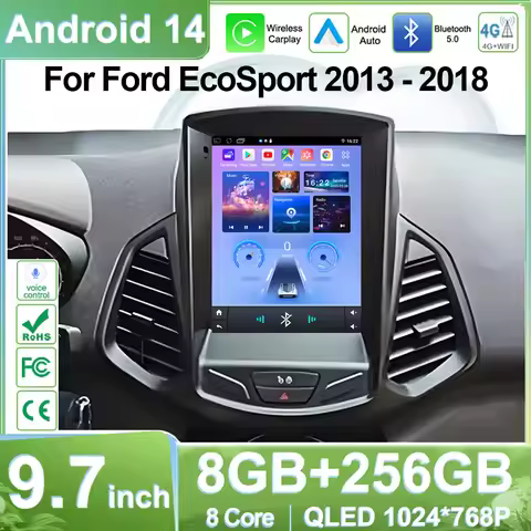 9.7inch Android 14 For Ford EcoSport Eco Sport 2013-2018 Car Multimedia Player Touch QLED Screen Nav