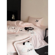 Bedding 100 Puppy Children Cotton Girl Heart Cartoon Pure Cotton Cute Quilt Cover Four-Piece Set Lon