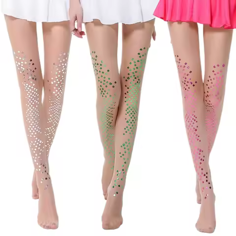 Combhasaki Womens Thin See-through Mermaid Bikini Stockings Sparkle Sequins Mermaid Fish Scale Print