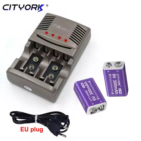 9V 6F22 NiMH Rechargeable Battery 300mAh+LED Indicator Smart Charger for Multimeter Microphone Guita