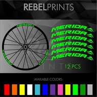 MERIDA (12 pcs) Wheel Rim Stickers for Mountain Bike