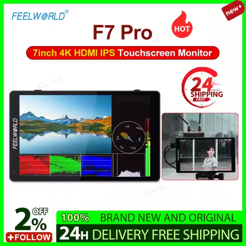 New FEELWORLD F7 Pro 4K Monitor 7 Inch on Camera DSLR Field Monitor 3D LUT Touch Screen IPS HDR 50/6