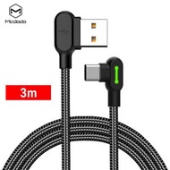 3m 黑色 Type-C USB 快速充電線