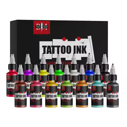 DM 15ml 14colors Tattoo Ink Pigment With Box Body Art Tattoo Kit Professional Beauty Paint Makeup Ta
