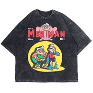 OVERSIZE MERMAIDMAN AND BARNACLE BOY WASHING VINTAGE TEE (WASHING T-SHIRT)