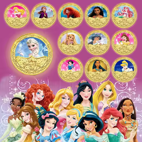 Disney Frozen Anna Elsa Cartoon Princess Snow White Cinderella Sleeping Beauty Moana Commemorative C