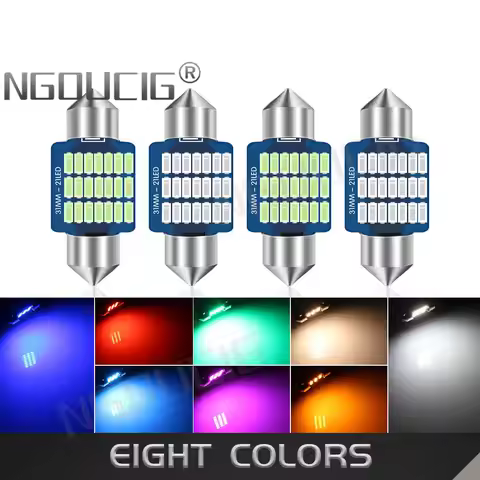 NGOUCIG 2PCS 12V 24V C5W 31 mm Led Bulb 31mm Lamps C10W Festoon Door Dome Reading Red Warm White Gre