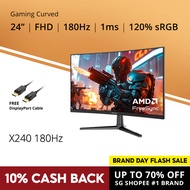 PRISM+ X240 (1500R) 24 180Hz/240Hz 1ms Curved FHD [1920 x 1080] Adaptive Sync Ready Gaming Monitor