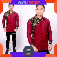 Plain Batik Shirt With Cool Motifs For Men" MAS" Father"/Sogan Men's Batik Shirt Long Sleeve Premium Modern Batik Sogan Size M L XL/This Month Is Ready To Send
