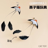 Cat Toy Replacement Swallow with Bell Feather Teasing Cat Handy Tool Relieve Boredom Toy Interaction