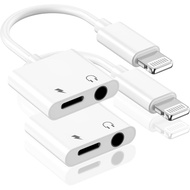 [Apple MFi Certified] Apple Lighting to 3.5 mm Headphone Jack Adapter for iPhone, 2 Pack 2 in 1 iPho