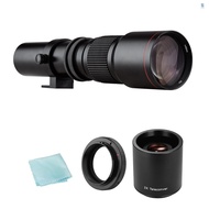 Camera Super Telephoto Lens 500mm F/8.0-32 Manual Zoom T-Mount  + 2X 500mm Teleconverter Lens + T2-EOS Adapter Ring Replacement for Canon EOS Rebel T7 T7i T6 T6i T5 80D 77D 700D 70