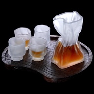 Matte White Glass Vase Set 1 460ml Bottle + 6 55ml Cups | Artistic Waist Belt, Luxurious, Easy to Ho