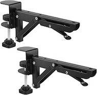 QWORK® 2 Pack Folding Shelf Bracket with Table-Mount Clip, Table Desk Extender - 19cm / 7.5 Inch - L