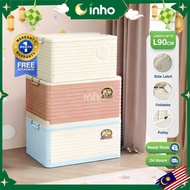 INHO L41-90cm (24-284 Litre) Collapsible Multifunction Movable Storage Box With Bottom Pulley