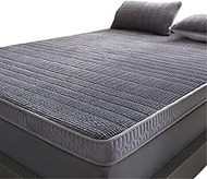 MMLLZEL Memory Foam Mix Latex Filling Mattress Foldable Slow Rebound Tatami Plus Velvet Comfort Cover Bedspreads 4/8cm Thickness (Color : Gray, Size : 180x200x4cm)