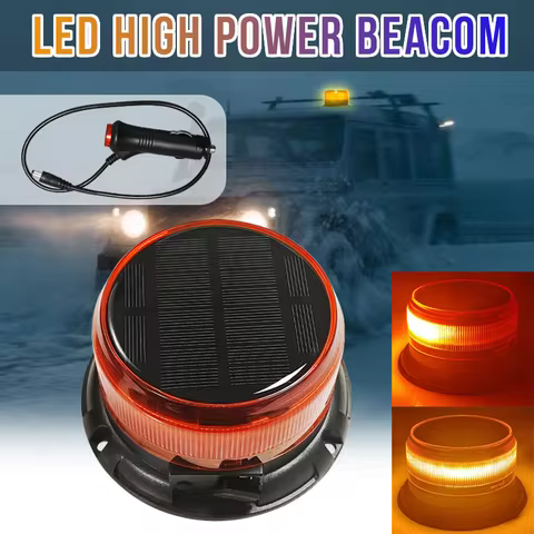 Solar LED Beacon Light Emergency Warning Strobe Light with Magnetic Base, Wireless Waterproof Recove