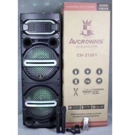 Avcrowns Karaoke CH-21201 12inchx2 Wireless Bluetooth Speaker / Rechargeabe / P.M.P.O 16000W / 2 Wireless Microphone