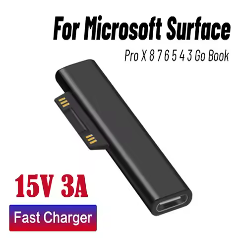 For Microsoft Surface Pro X 8 7 6 5 4 Go Book to Type C PD Adapter Tablet Fast Charging Plug Convert