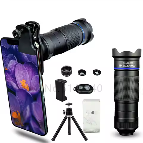 HD 36x Telescope lens professional Tele Zoom Camera Lenses With Tripod for iPhone smartphones Bird-w