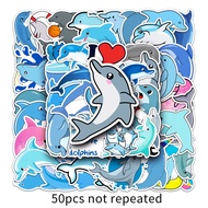50 Sheets Dolphin Animal Cartoon Luggage Stickers Waterproof Graffiti Stickers Scooter Computer Tablet Cartoon Decoration