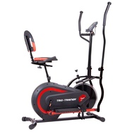 [BODY POWER] - 2nd Gen, PATENTED 3 in 1 Exercise Machine, Elliptical with Seat Back Cushion, Upright
