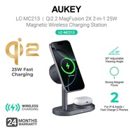 AUKEY LC-MC213 Qi2.2 MagFusion 2X 2-in-1 25W Magnetic Wireless Charging Station (24 Months Warranty)