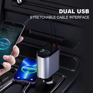 4-in-1 Retractable Car Charger 66W Super Fast Charging Adapter