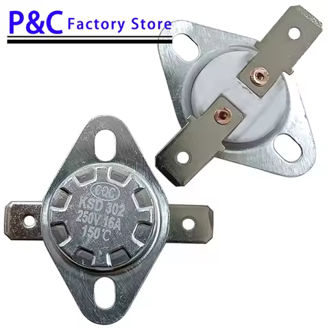 2PCS KSD302 16A 250V 40-200 Degrees Ceramic KSD301 Normally Closed Temperature Switch Thermostat 95 