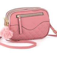 3-Zip Shoulder Wallet Pu Leather With A Strap (GC-026)