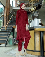 SET ASTERIA SETELAN TUNIK BROKAT MUTIARA SETELAN MUSLIMAH 3 WARNA