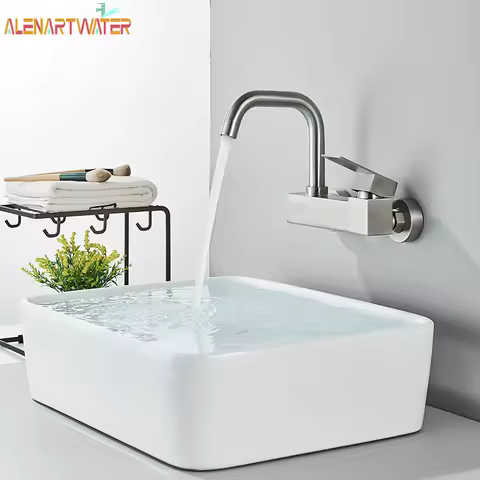 Basin Faucet Wall-mounted Sink Faucet Bathroom Single Faucet Hot and Cold Mixing Faucet Sink Univers