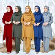 Suit Najlaa Set Muslimah Baju Labuh dan Seluar Plus Size Saiz S-5XL