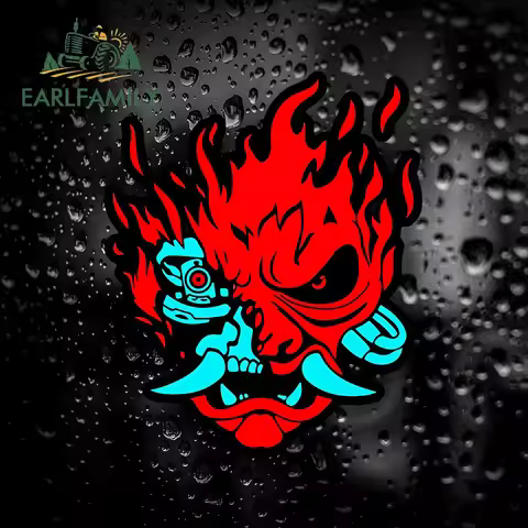 1Pc Cyber Samurai Red Demon Waterproof Vinyl Sticker, Scratch Resistant Art Decal for Car Body Decor