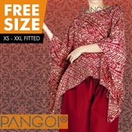 PANGOI Limited Edition Red Batik Kaftan with Batwing Baju Raya Collection Corak Batik Viral