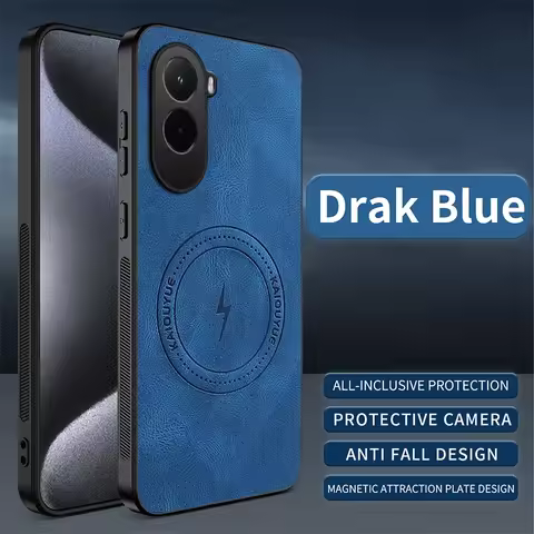 For Xiaomi Poco M7 Luxury Leather Texture Wireless Charging Magnetic Case For Xiaomi Poco M7 4G Shoc