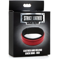 *GENUINE LEATHER* Strict Leather Cock Gear Leather and Velcro Cock Ring - Red